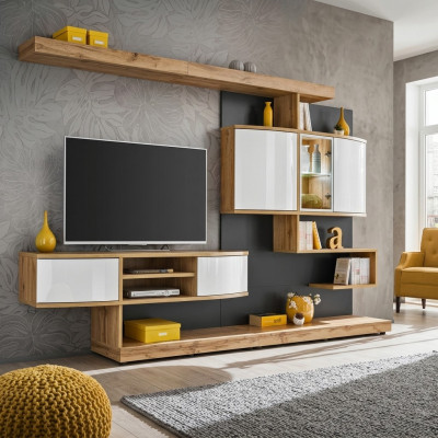 Braun Jednostka ścienna Wyposażenie Luksusowego Salonu Designer Stojak TV Meble Nowe