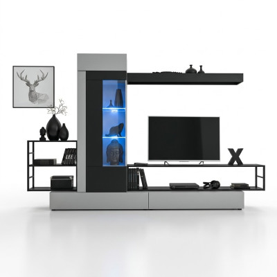 Nowoczesny design Jednostka ścienna stojak TV Drewno Ściana Półki Luksusowe wyposażenie salonu