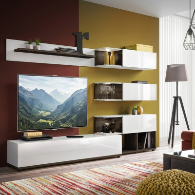 Jednostka ścienna Design półka ścienna stojak TV Półka salon Meble drewniane