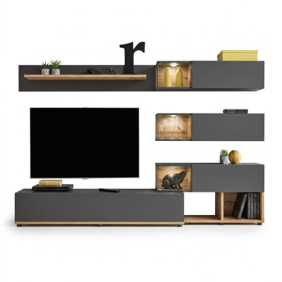 Luksusowa jednostka ścienna półka ścienna Półka salon stojak TV Modern Drewno Designer