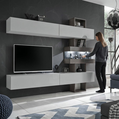 Meble do salonu Kompletne meble rtv Szafka modułowa Ścienna Drewno Designerskie meble
