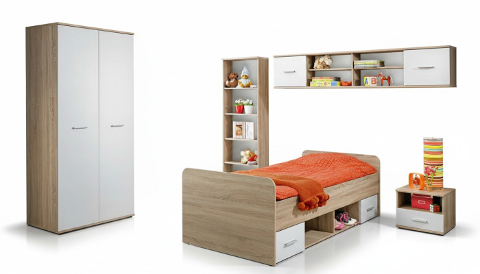 Kompletny komplet żłobek Stolik nocny Designerskie Łóżko Modern Szafa Meble