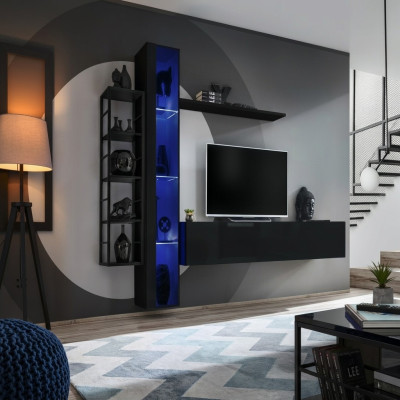 Jednostka ścienna Czarny Designerski stojak TV Meble do salonu Meble Kompletny kredens