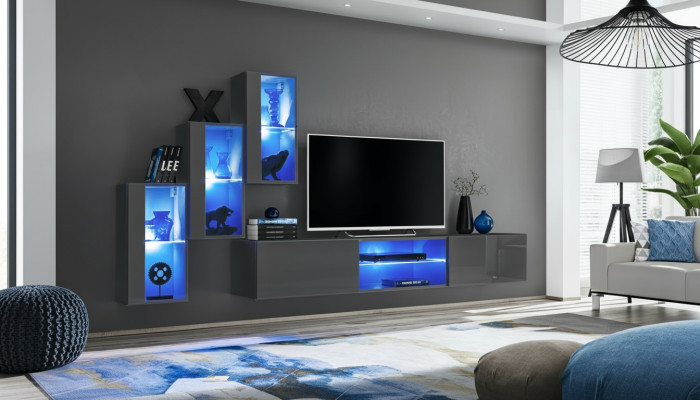 Ustawić Zestaw 4szt Jednostka ścienna luksusowy designerski kredens stojak TV drewniane meble