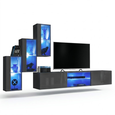 Ustawić Zestaw 4szt Jednostka ścienna luksusowy designerski kredens stojak TV drewniane meble