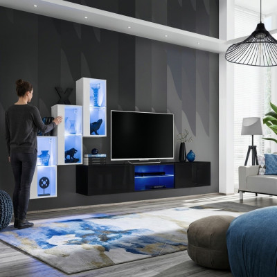 Jednostka ścienna Luxury Meble Kompletny zestaw Designerskie nowoczesne meble 3x Szafka wisząca