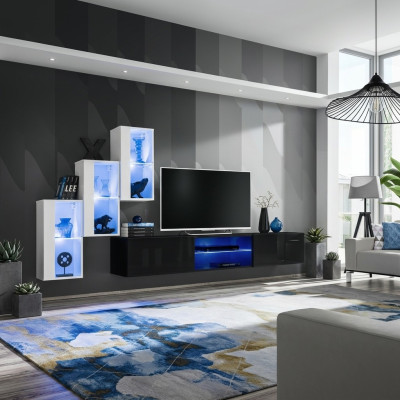 Jednostka ścienna Luxury Meble Kompletny zestaw Designerskie nowoczesne meble 3x Szafka wisząca