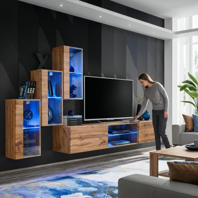 Nowoczesne Meble Jednostka Ścienna Designerski Zestaw 4szt Ściana Półki Meblowe Nowy