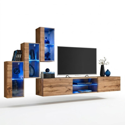 Nowoczesne Meble Jednostka Ścienna Designerski Zestaw 4szt Ściana Półki Meblowe Nowy