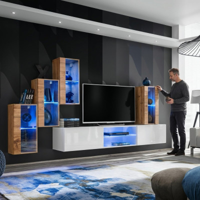 3x szafka ścienna do salonu Jednostka meble ścienna 210 cm meble luksusowe stojak TV