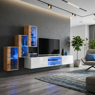 3x szafka ścienna do salonu Jednostka meble ścienna 210 cm meble luksusowe stojak TV