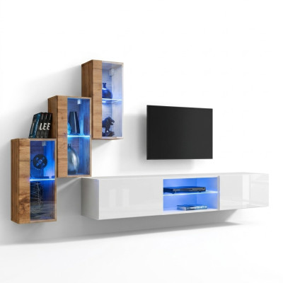 3x szafka ścienna do salonu Jednostka meble ścienna 210 cm meble luksusowe stojak TV