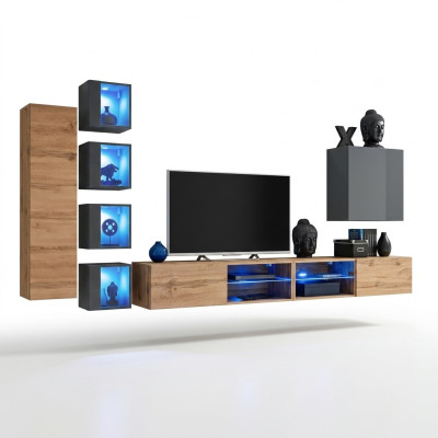 Zestaw jednostka ścienna 320 cm szafka ścienna stojak TV nowoczesny kredens mebel do salonu