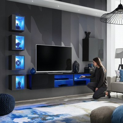 Meble do salonu Nowa Jednostka ścienna 320cm 6xhangs Szafa Umeblowanie Luksusowe Ściana Półka