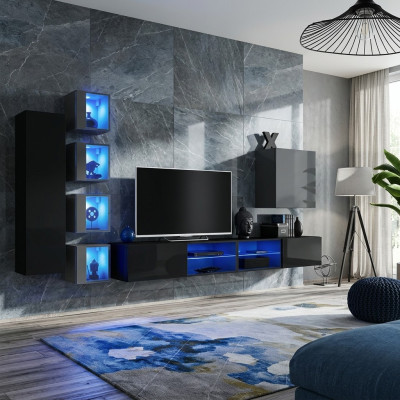 Meble do salonu Nowa Jednostka ścienna 320cm 6xhangs Szafa Umeblowanie Luksusowe Ściana Półka