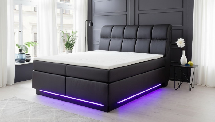 Łóżko tapicerowane Łóżko Meble tapicerowane designerskie podwójne luksusowe design 180x200cm sztuczna skóra