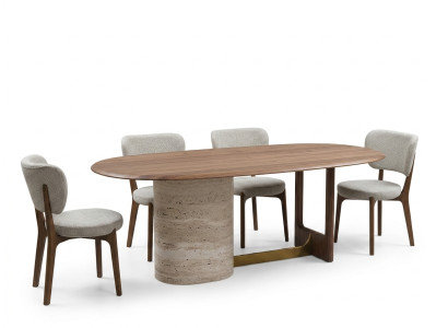 Designerski zestaw do jadalni 5 sztuk. Nowoczesne meble Drewno Tabela 4x Krzesła Ustawić Nowe