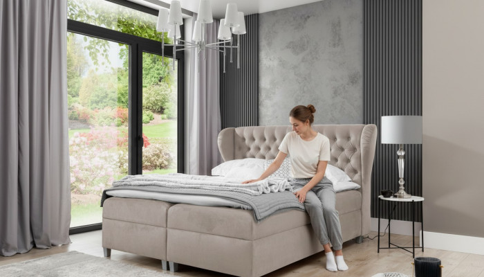 Luksusowe podwójne łóżko Chesterfield Sypialnia Meble Łóżko tapicerowane Nowoczesne meble