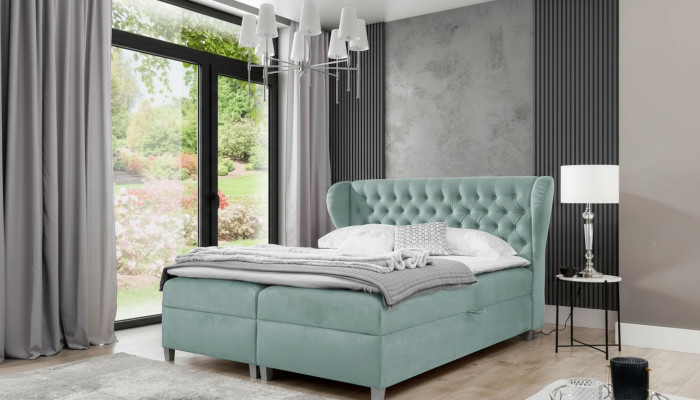 Sypialnia Nowoczesne Łóżko Chesterfield Umeblowanie Łóżko tapicerowane Drewno Design Meble