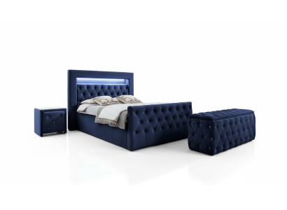 Ciemnoniebieskie Chesterfield Sypialnia Meble LED-Podwójne konsole nocne