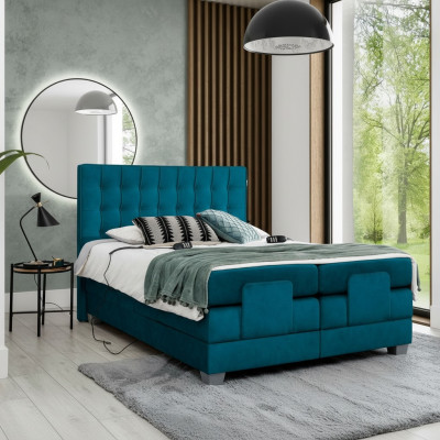 Sypialnia Łóżko Łóżko tapicerowane Modern Blue Podwójne łóżko Design Włókienniczy Luxury