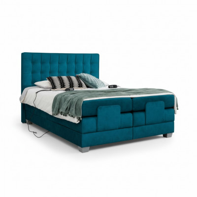 Sypialnia Łóżko Łóżko tapicerowane Modern Blue Podwójne łóżko Design Włókienniczy Luxury