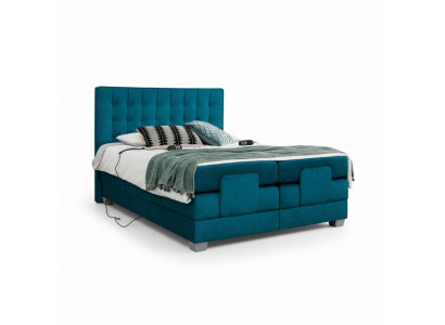 Sypialnia Łóżko Łóżko tapicerowane Modern Blue Podwójne łóżko Design Włókienniczy Luxury