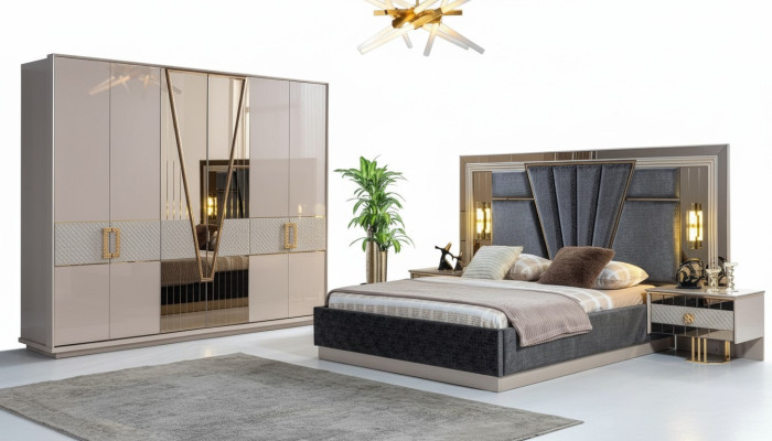 Nowoczesny zestaw Sypialnia Design Meble Nowe Meble Łóżko z 2x Szafki nocne