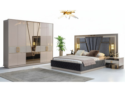 Nowoczesny zestaw Sypialnia Design Meble Nowe Meble Łóżko z 2x Szafki nocne