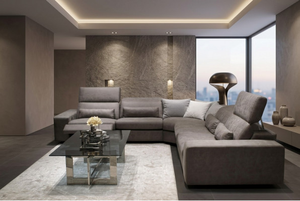 Sofa w kształcie litery L Nowoczesna kanapa narożnikowa Zestaw do salonu Umeblowanie Design stolik kawowy