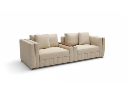 Nowoczesna Sofa do Salonu Dwuosobowa Beżowa Włókienniczy Podkładka Meble Design