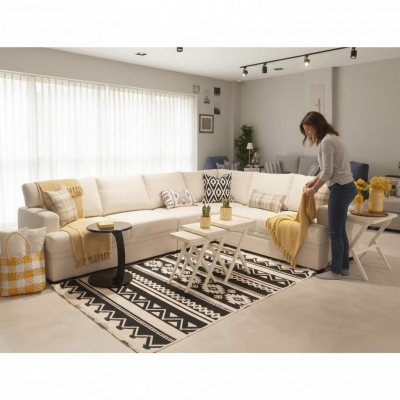 Narożnikowa kanapa Nowoczesna Sofa Kanapa w Kształcie L Salon Podkładka Meble Luxury