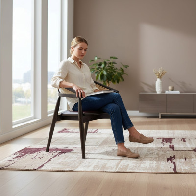 Designerski Fotel Brązowy Krzesło Drewniane Nowe Meble Siedziba jadalnia