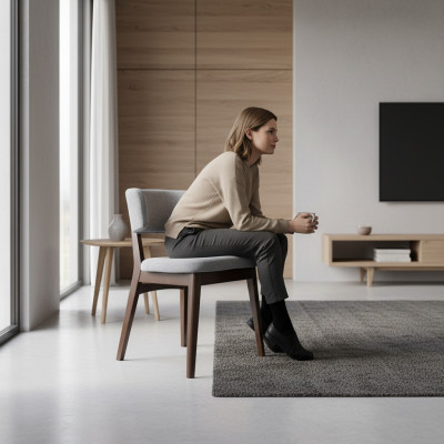 Nowoczesne drewniane krzesło szare Krzesło jadalnia Design New Designer Furniture