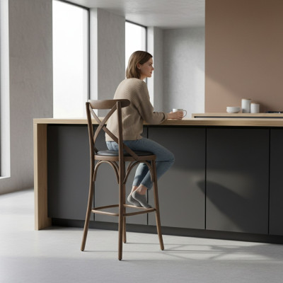 Designerski Stołek Barowy Nowoczesne Drewno Krzesło Meble Krzesło Do Jadalni