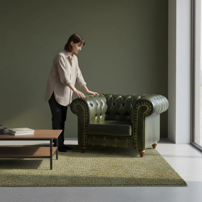 Сhesterfield Fotel Green Modern Design Siedziba Nowe umeblowanie pokoju dziennego