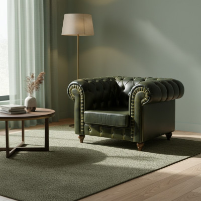Сhesterfield Fotel Green Modern Design Siedziba Nowe umeblowanie pokoju dziennego