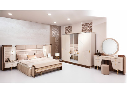 Zestaw Sypialnia Łóżko Luxury Szafa 2xStoliki Nocne Design Toaletka