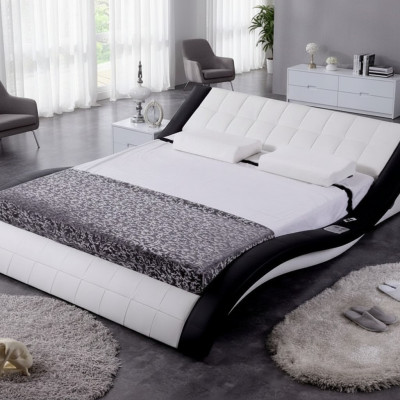 Design Łóżko Duże łóżko Skóra Hotel Podkładka 180x200 Wielofunkcyjna Półka