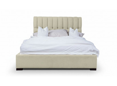 Łóżko Beige Podwójne łóżko Drewno Modern bed Luxury Material Łóżko Sypialnia