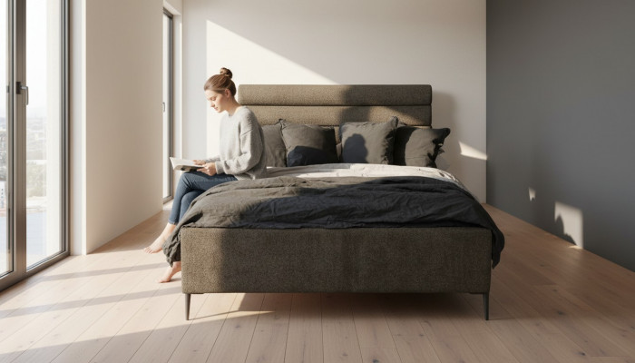 Włókiennicze łóżko Grey Design Luxury Double Sypialnia łóżka Podwójne łóżko