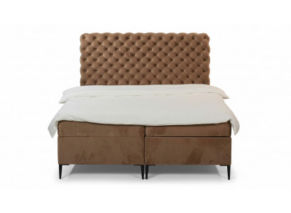 Włókiennicze Łóżko brązowe luksusowe podwójne łóżko Chesterfield Sypialnia design