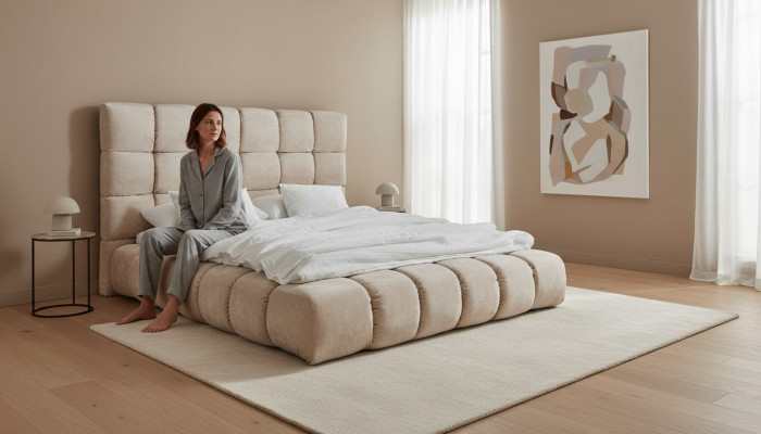 Luxuri Plush Łóżko w Sypialni Duże poręczne designerskie łóżko New Interior
