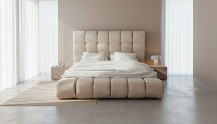 Luxuri Plush Łóżko w Sypialni Duże poręczne designerskie łóżko New Interior