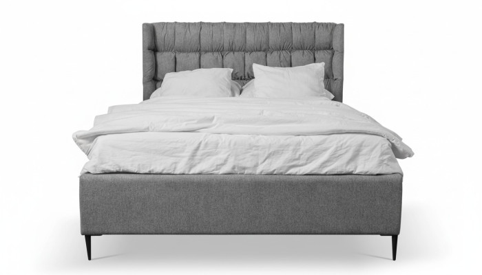 Szare Podwójne łóżko Klasyczne meble do sypialni Design Elegancki materiał Łóżko