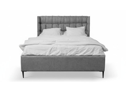 Szare Podwójne łóżko Klasyczne meble do sypialni Design Elegancki materiał Łóżko