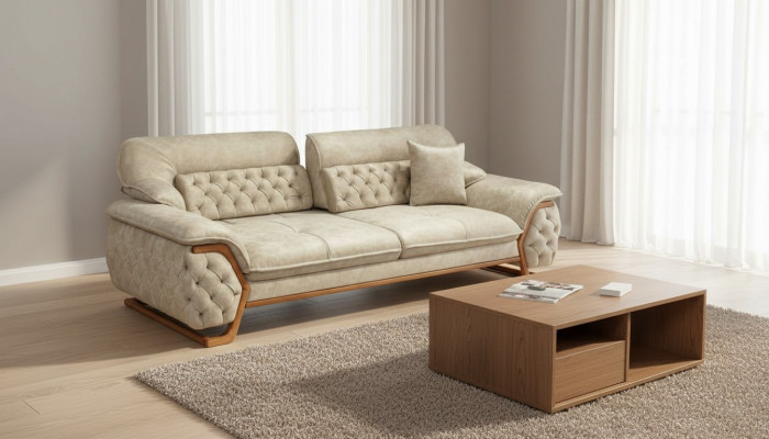 Chesterfield Regulowana Z powrotem Sofa Trzyosobowa Luksusowa Kanapa Meble