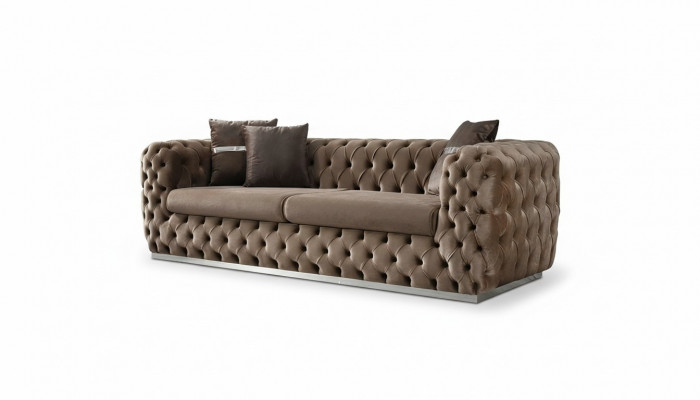 Sofa 3 miejsce do siedzenia Sofa tapicerowana brązowa Włókienniczy Siedziba Design Couch Modern Chesterfield