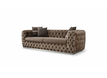 Sofa 3 miejsce do siedzenia Sofa tapicerowana brązowa Włókienniczy Siedziba Design Couch Modern Chesterfield