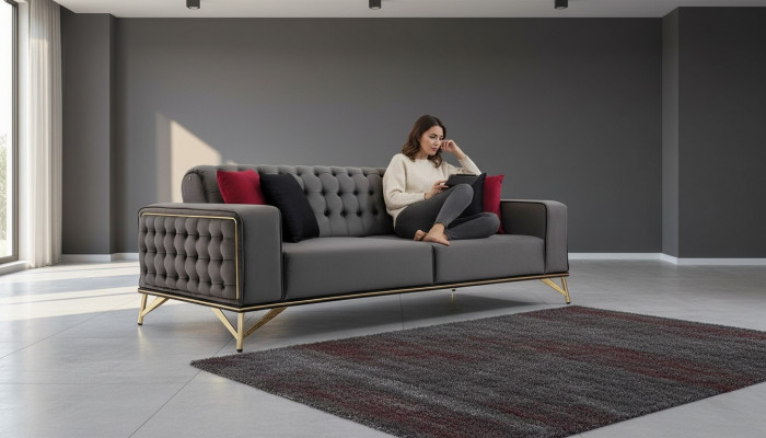 Designerska Sofa 3 miejsce do siedzenia Chesterfield Couch Podkładka Sofas Design Brown